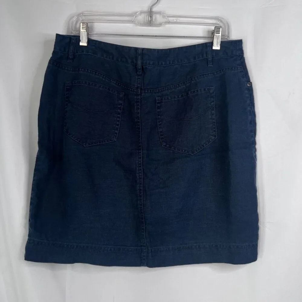 J Jill Blue 100% Linen Casual Lightweight Skirt Women's Size 12‎